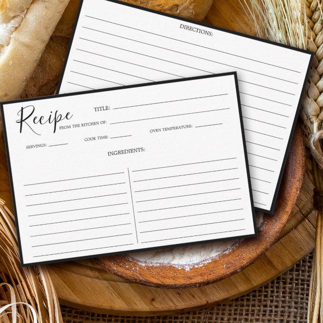 Simple Modern Recipe Invitations