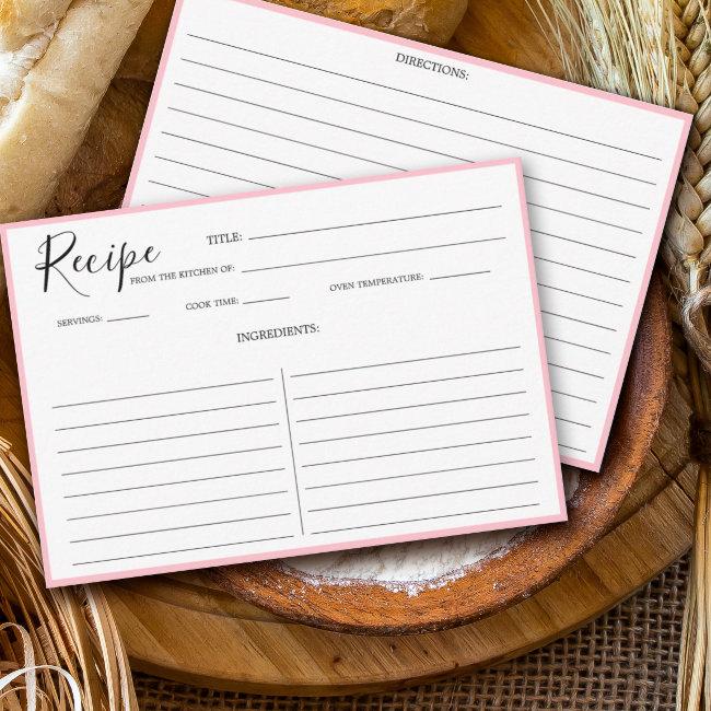 Simple Modern Recipe Invitations Pink
