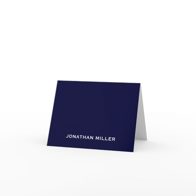 Simple Navy White Typographic Name Note Invitations
