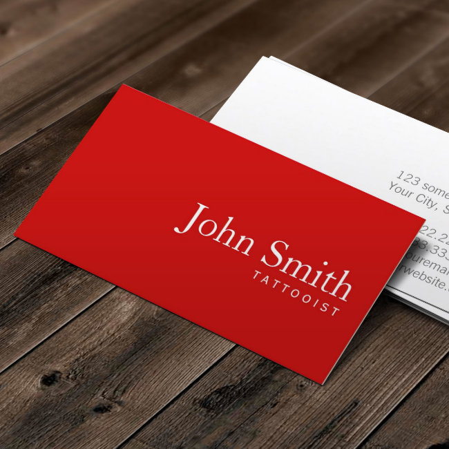 Simple Plain Red Tattoo Art Business Invitations