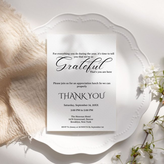 Simple Script Appreciation Party ,grateful Party Invitation