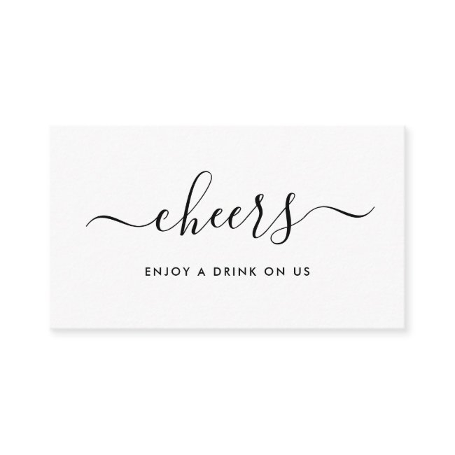 Simple Script Free Drinks Ticket - Black & White Enclosure Invitations