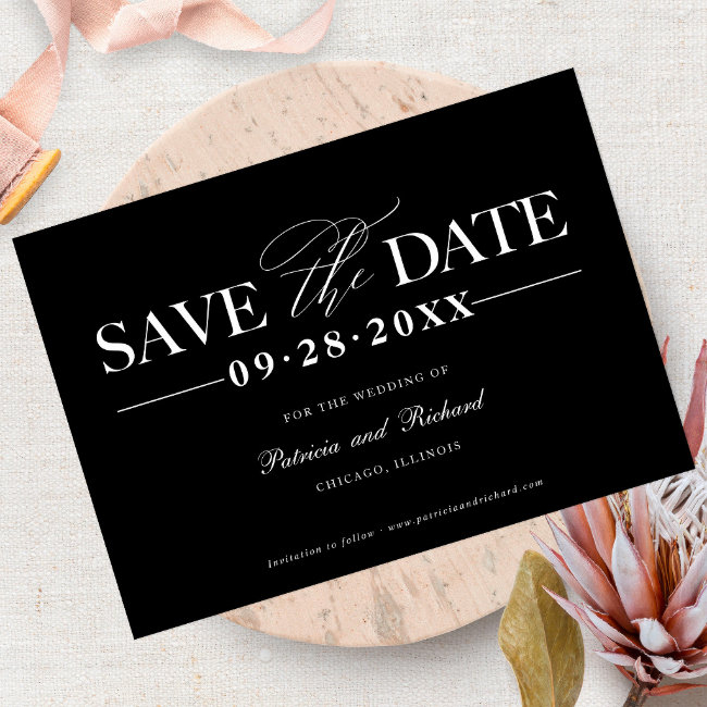 Simple Stylish Wedding Save The Date Non Photo Invitation