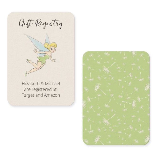 Simple Tinker Bell Baby Shower Gift Registry Enclosure Invitations