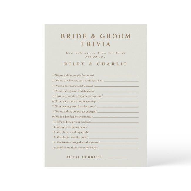 Simple Wedding Bridal Shower Trivia Game