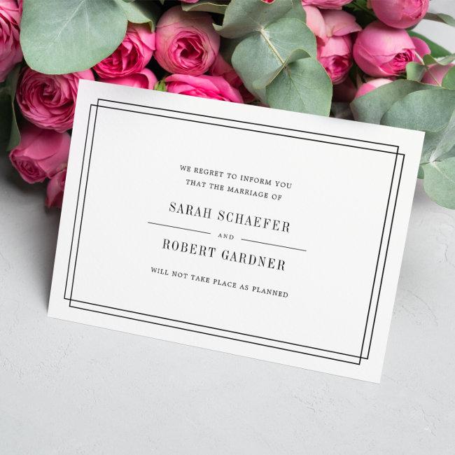 Simple Wedding Cancellation Announcement Invitations