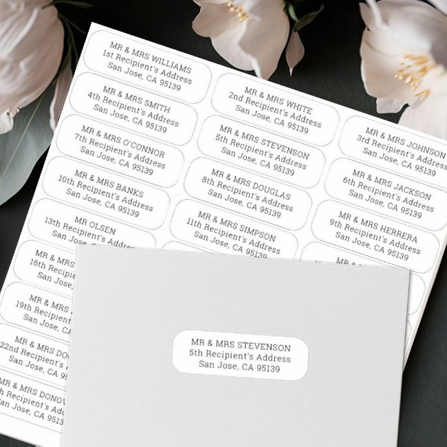 Simple Wedding Guests Address Labels 27 Recipients