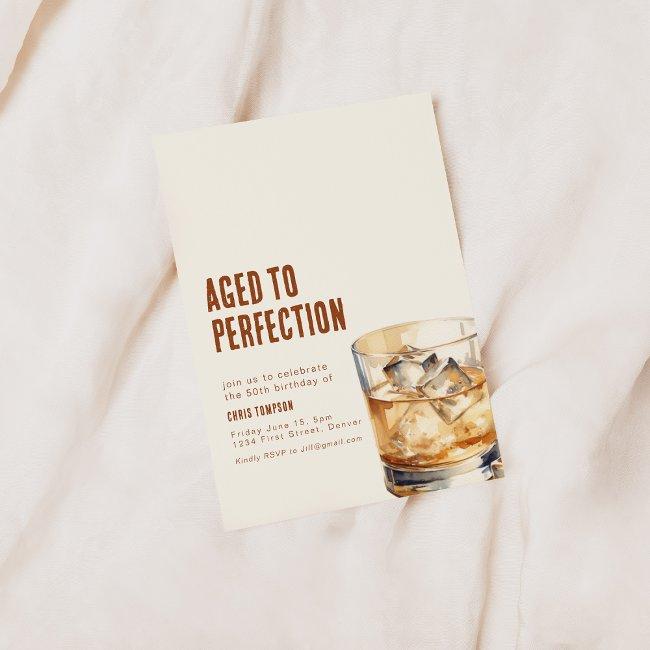 Simple Whiskey Aged To Perfection Birthday Invite
