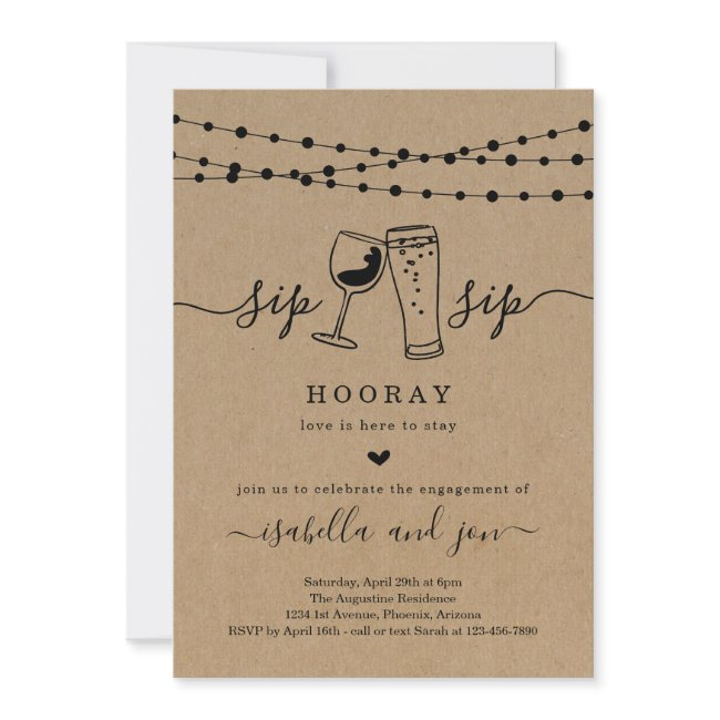 Sip Sip Hooray Engagement Party Invitation