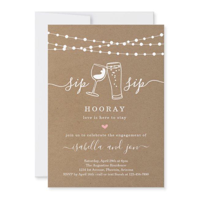 Sip Sip Hooray Engagement Party Invitation