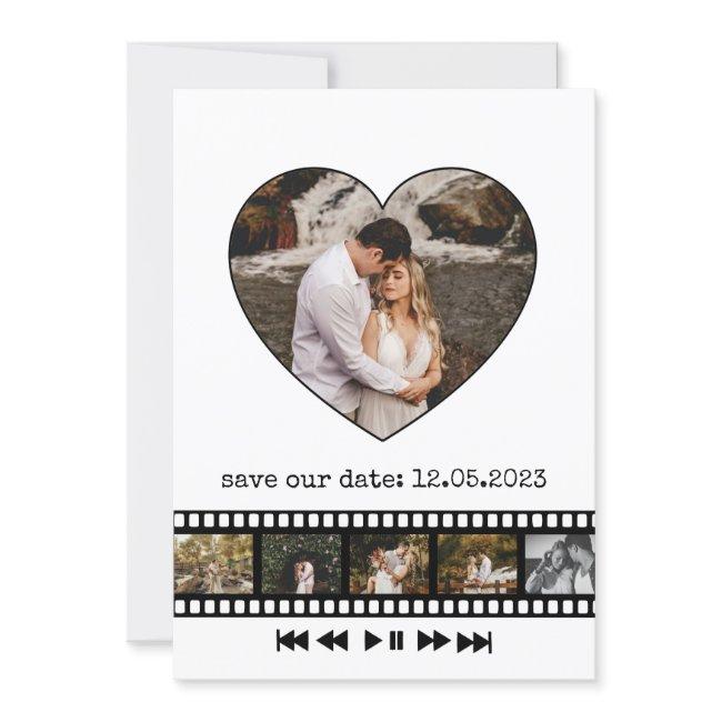 Six Photos Collage Movie Inspiring Save The Date I Invitation