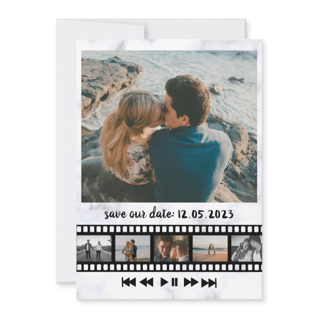 Six Photos Collage Movie Inspiring Save The Date Invitation