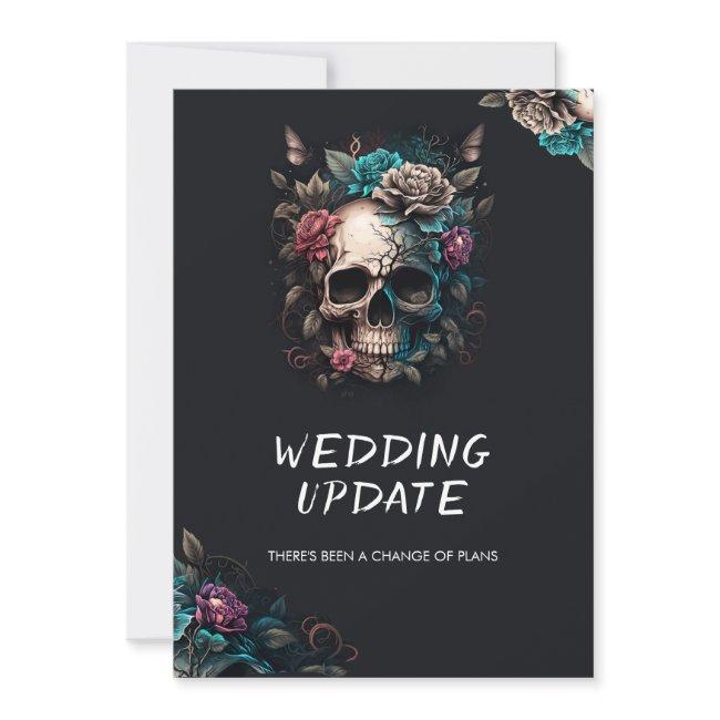 Skull Tattoo Gothic Wedding Update Cancellation Invitation