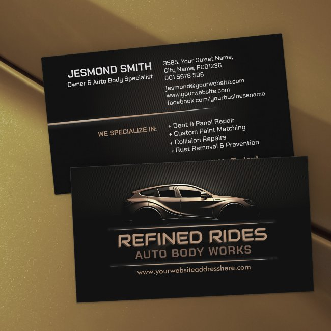 Sleek Modern Auto Body Work Business Invitations