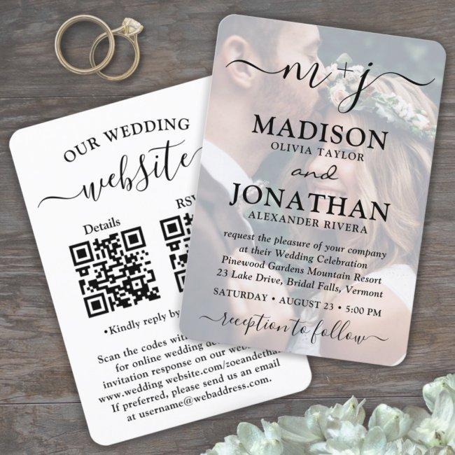 Small & Stylish All-in-one Qr Code Photo Wedding Invitation