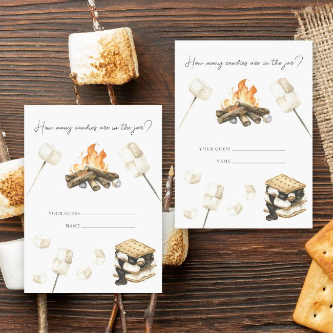 S'more Bonfire Baby Shower How Many Candies Enclosure Invitations
