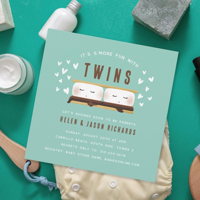 S'more Fun With Twins Baby Shower Invitation