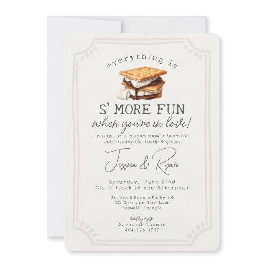 S'mores Fall Bonfire Outdoor Couples Shower Invitation