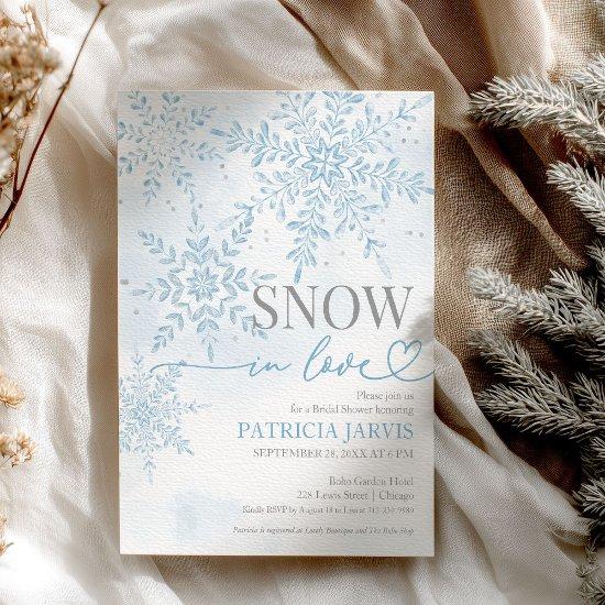 Snow In Love Winter Snowflake Bridal Shower Invitation