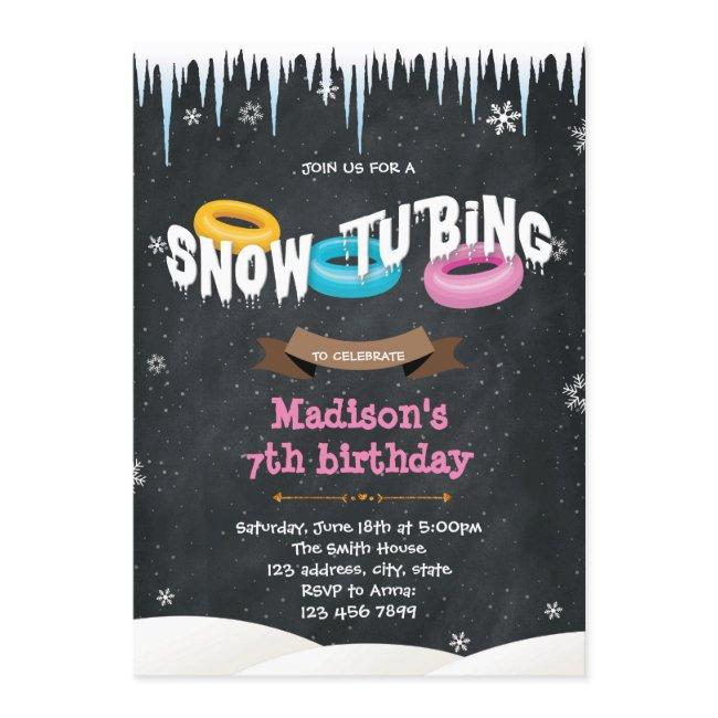 Snow Tubing Birthday Invitation