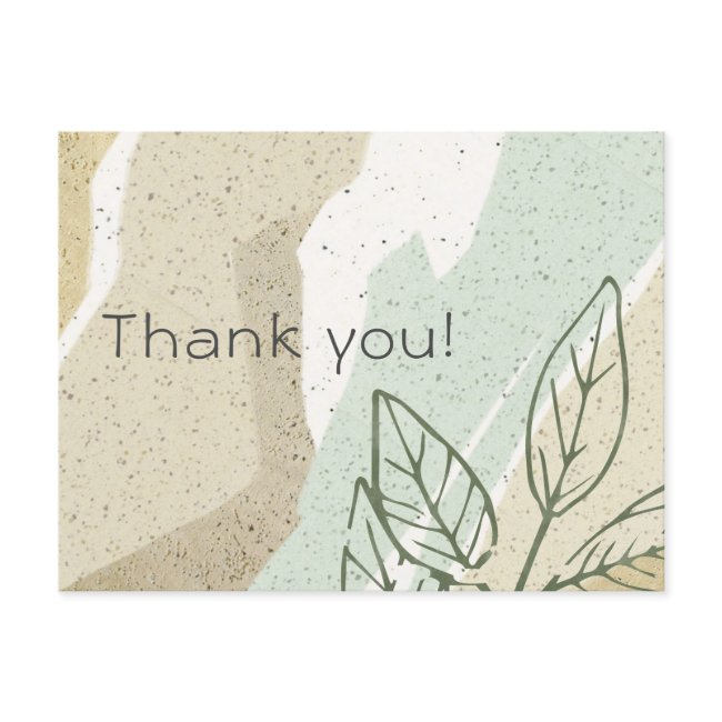 Soft Aqua Grey Modern Abstract Art Waves Thank You Postinvitations