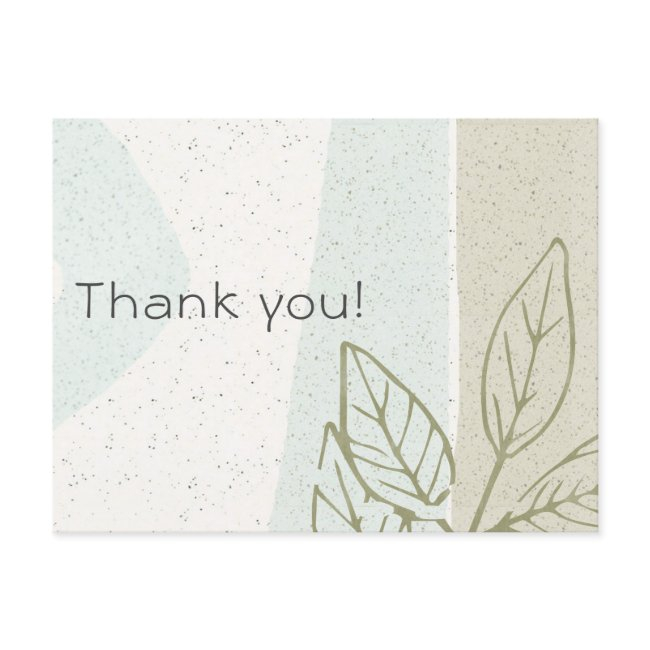 Soft Aqua Grey Modern Abstract Art Waves Thank You Postinvitations