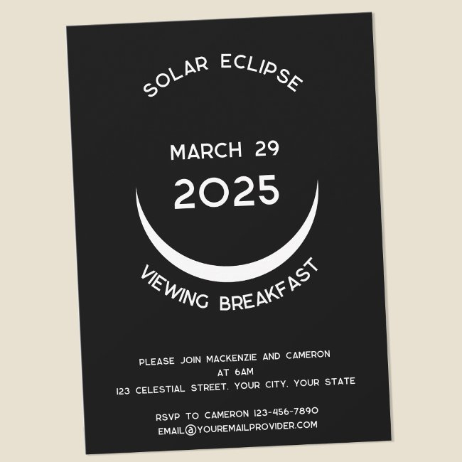 Solar Eclipse 2025 Viewing Party Invitation