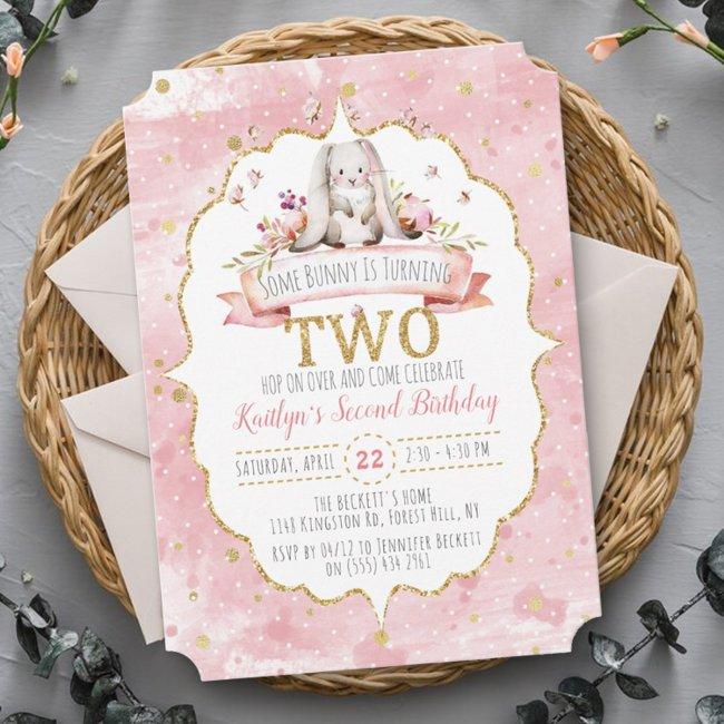 Some Bunny Is Turning Two 2nd Birthday Invitations