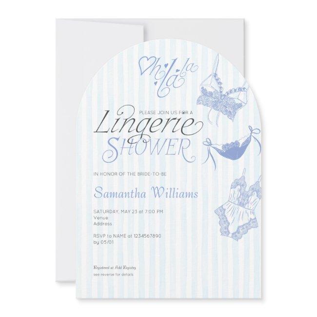 Something Blue Preppy Lace Lingerie Bridal Shower Invitation