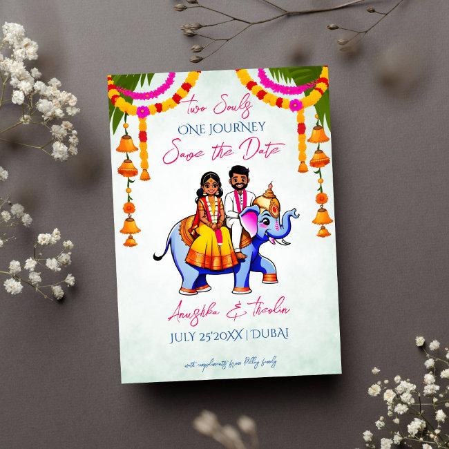South Indian Wedding Cute Unique Save The Date Invitation