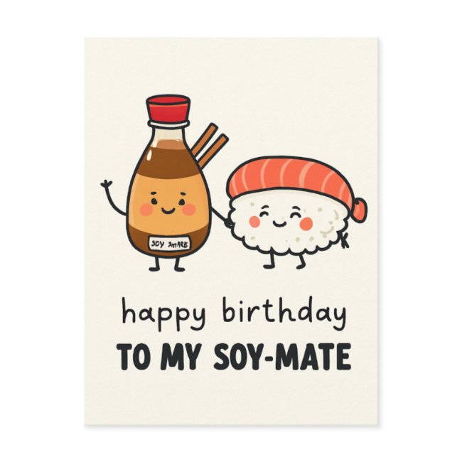 Soy-mate Birthday Invitations – Cute Sushi & Soy Sauce