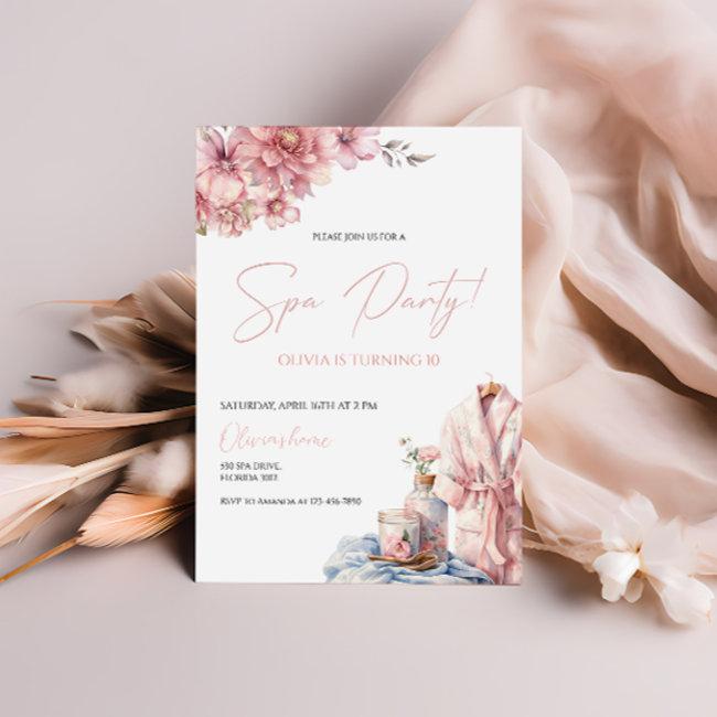Spa Party Kids Birthday Invitation