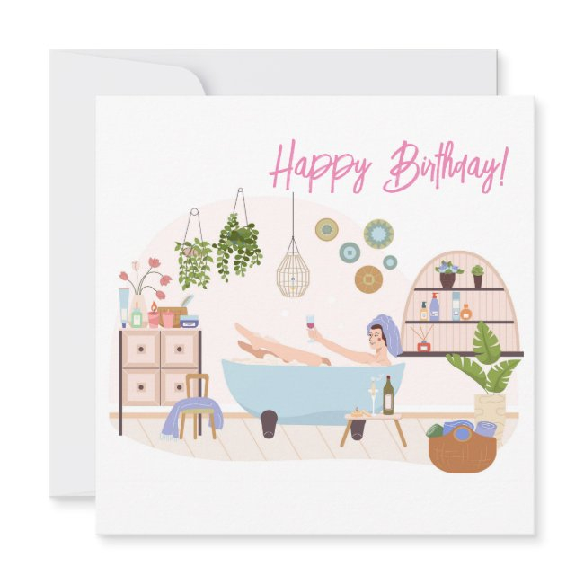 Spa Self Care Happy Birthday Woman Gift Invitations