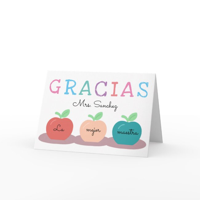 Spanish Teacher/maestra Thank You With Apples Invitations