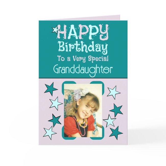 Special Granddaughter Photo Turquoise Birthday Invitations