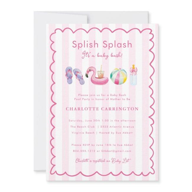 Splish Splash Baby Bash Pool Party Baby Shower Invitation