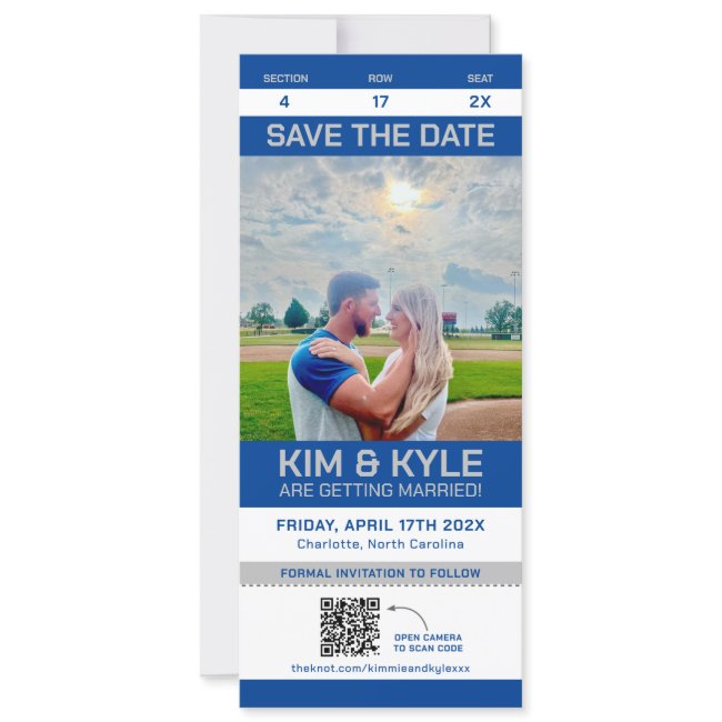 Sport Ticket Save The Date Large Flat Invitations Qr Code