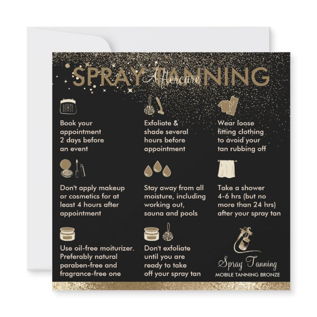 Spray Tan Aftercare Instruction Tips Bronze Body Invitation