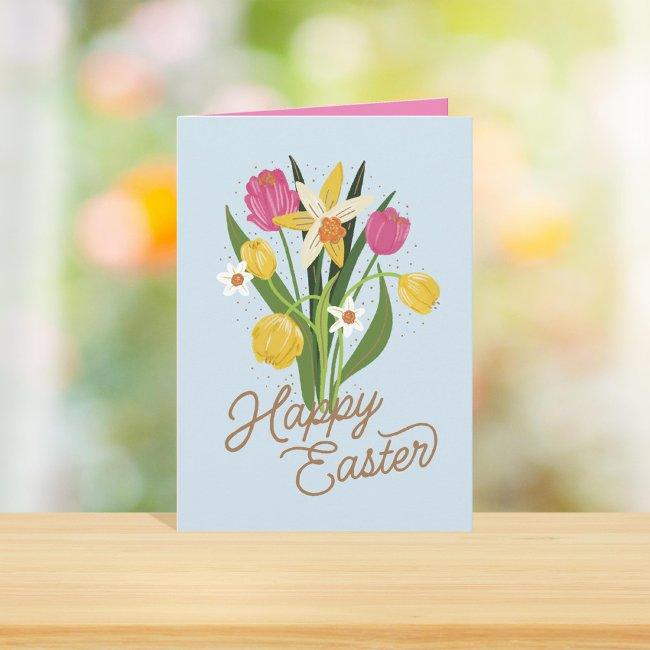 Spring Bouquet Tulip Daffodil Easter Holiday Invitations