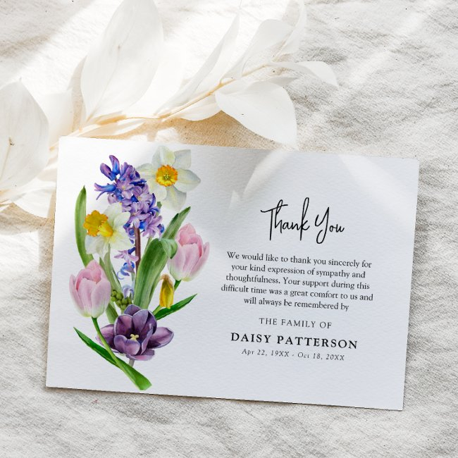 Spring Floral Bouquet Sympathy Thank You Invitations