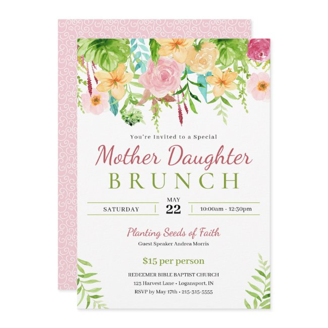 Spring Floral Mother Daughter Church Brunch Invitation