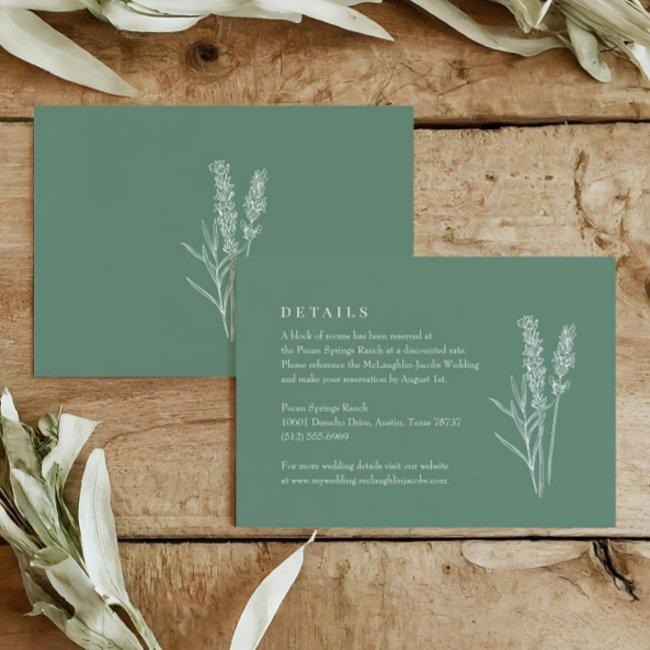Spring Green Boho Wildflower Wedding Details Invitations