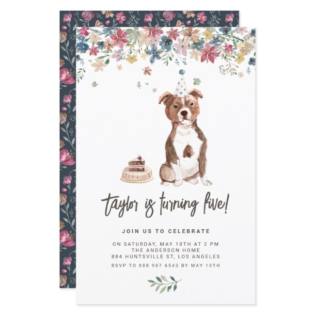 Staffordshire Bull Terrier Dog Birthday Invitation