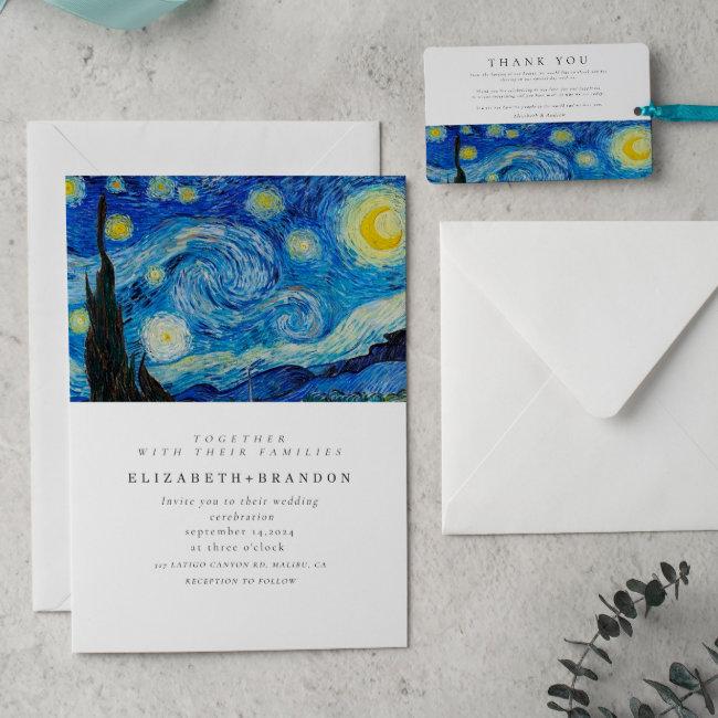 Starry Night Old Painting Wedding Invitation