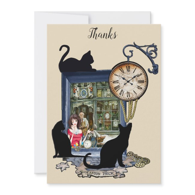 Steampunk-clock Shop In Old Amsterdam Thank You Invitations