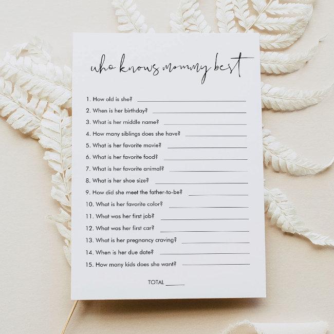 Stella Who Knows Mommy Best Baby Shower Game Invitation