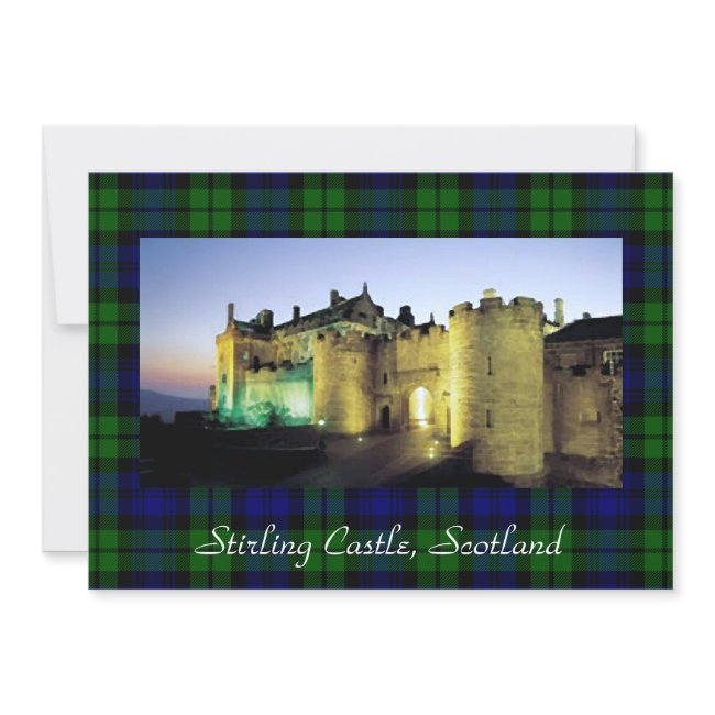 Stirling Castle Illuminated Tartan Border Greeting Invitations