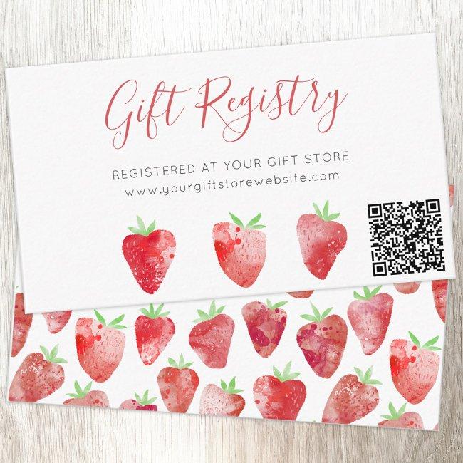 Strawberry Baby Shower Gift Registry Qr Code Enclosure Invitations