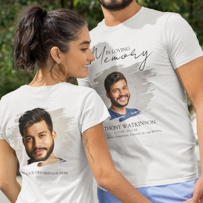 Stylish Front And Back Photo Funeral T-shirt
