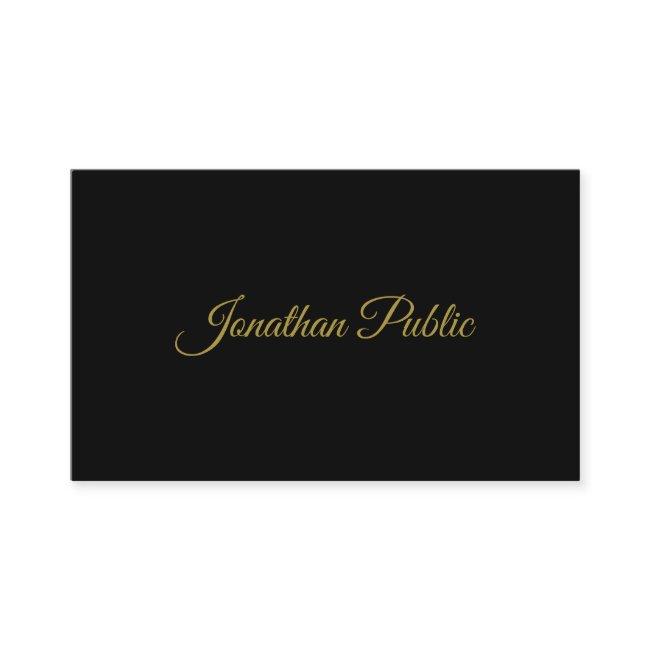 Stylish Gold Handwritten Script Modern Black Plain Business Invitations